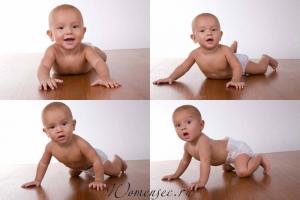 At what age do babies start crawling on all fours?